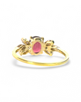 Anillo Solitario Rubelita y Diamantes Navette