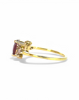 Anillo Solitario Rubelita y Diamantes Navette