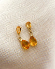Aros Stud con Citrino y Oro Amarillo