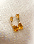 Aros Stud con Citrino y Oro Amarillo
