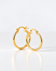 Aros argollas tubulares lisas 25 mm oro 18K