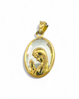 Medalla Virgen Orando Oval Cristal Oro 18K 17 mm