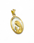 Medalla Virgen Orando Oval Cristal Oro 18K 17 mm