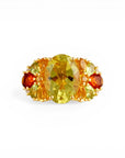 Anillo Cuarzo Limón Oval Cluster Gemstone
