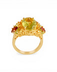 Anillo Cuarzo Limón Oval Cluster Gemstone