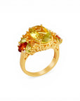 Anillo Cuarzo Limón Oval Cluster Gemstone