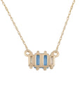 Collar Topacios y Circones Rectangulares Oro 14K