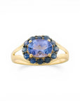 Anillo Tanzanita Oval Halo Zafiro