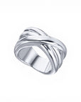 Anillo Cruzado Plateado Chunky