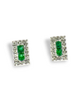 Aros Esmeralda Halo brillantes en oro 10K