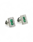 Aros Esmeralda Halo brillantes en oro 10K
