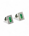 Aros Esmeralda Halo brillantes en oro 10K