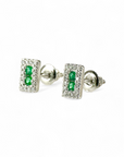 Aros Esmeralda Halo brillantes en oro 10K