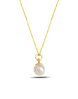 Collar cadena con perla 6 mm plata bañada en oro