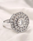 A pedido - Anillo Diamante Brillante en Bisel 0,25 ct Halo Doble ruleteado