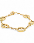 Pulsera cadena y eslabones estilo nautico plata 925 bañada en oro
