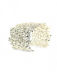 Pulsera esclava ajustable flores plateada