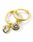 Aros argollas 12 mm circón colgante en bisel