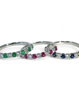 Anillo Cintillo Esmeralda y Diamantes en Oro 14K