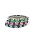 Anillo Cintillo Esmeralda y Diamantes en Oro 14K