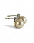 Aros Perla y Brillantes Oro Blanco 14K