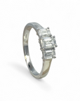 Anillo Tricillo Diamantes Laboratorio Corte Esmeralda 0,75 Ct Oro 14K