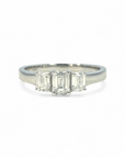 Anillo Tricillo Diamantes Laboratorio Corte Esmeralda 0,75 Ct Oro 14K