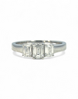 Anillo Tricillo Diamantes Laboratorio Corte Esmeralda 0,75 Ct Oro 14K