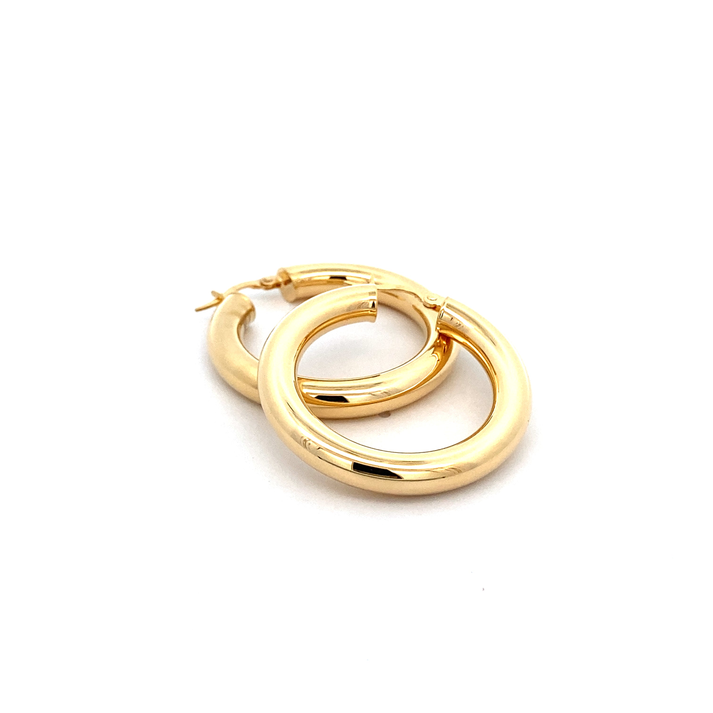 Aros argollas redondas tubulares 5 mm de oro amarillo 14K