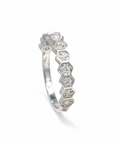 Anillo Cintillo Diamante Lab Bisel Hexagonal