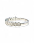 Anillo Cintillo Diamante Lab Bisel Hexagonal