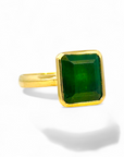 Anillo solitario esmeralda bisel