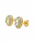 Aros Aguamarina oval Halo brillantes