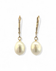 Aros oro y Perlas Colgantes 14K