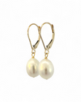 Aros oro y Perlas Colgantes 14K