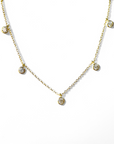 Collar cadena con cinco circones en bisel de Plata 925 bañado en oro