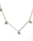 Collar cadena con cinco circones en bisel de Plata 925 bañado en oro