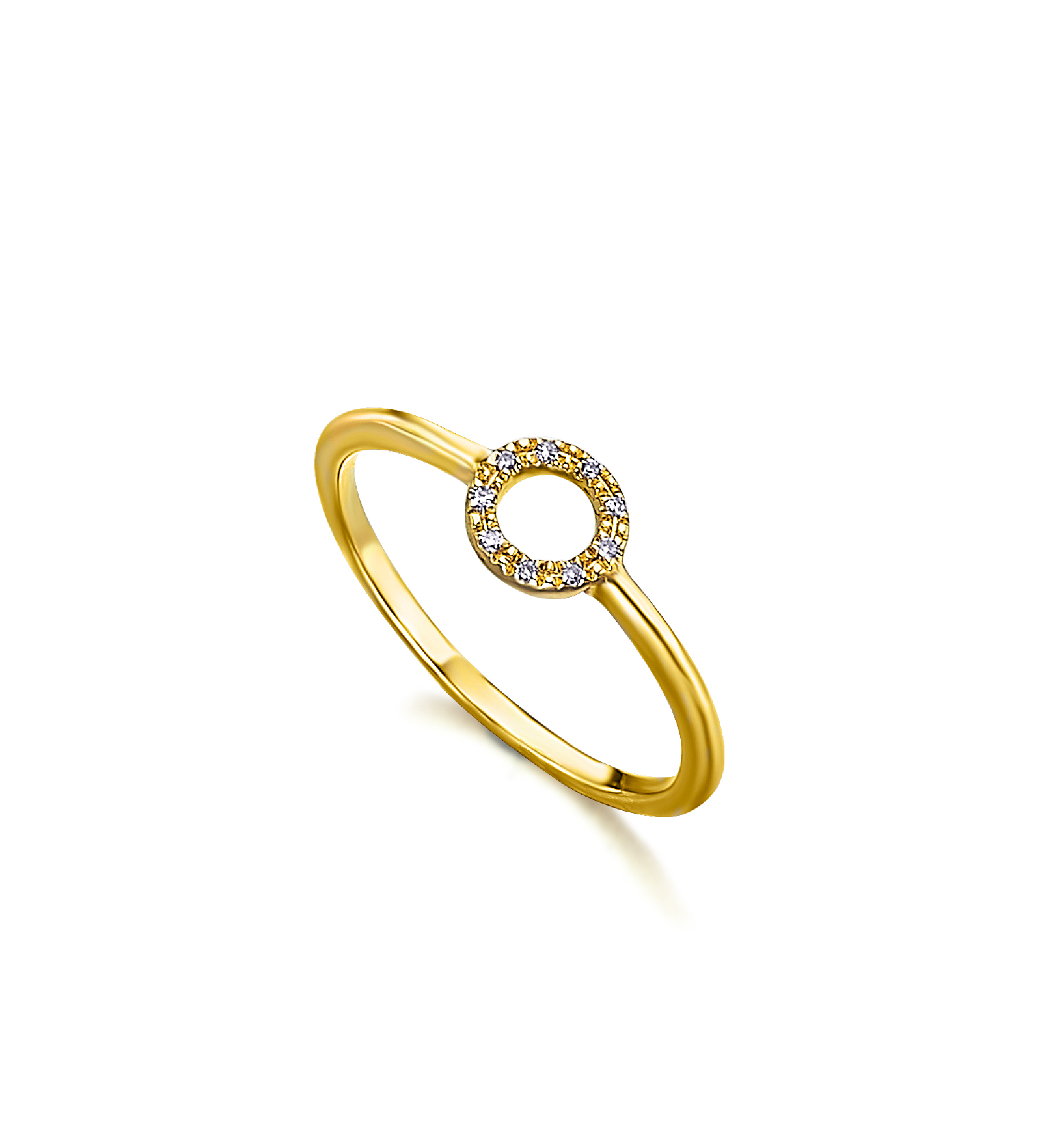 Anillo Oro Amarillo Forma circular Con Diamantes