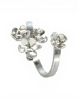Anillo abierto Flor mini 3 y 1 Plata - Xime Carbacho