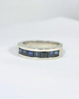 A pedido - Anillo Cintillo Zafiros Princess en Riel 3x3 mm