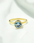A pedido - Anillo Aguamarina Redonda en Bisel 6 mm