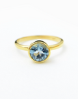 A pedido - Anillo Aguamarina Redonda en Bisel 6 mm