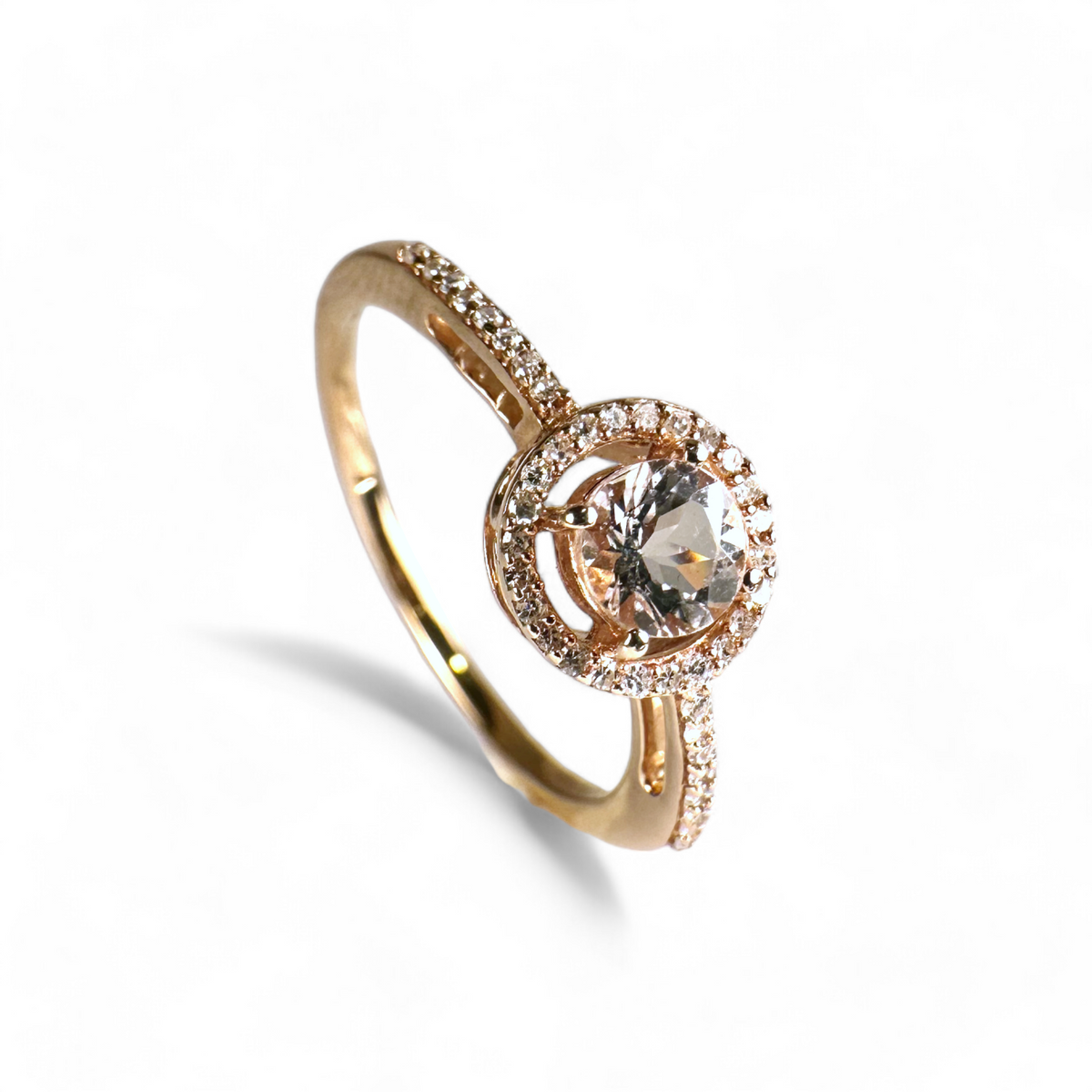 Anillo Halo Morganita Pink Gold 10K – Sophia Schneider Joyas
