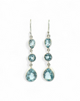 Aros colgantes topacio azul bisel plata 925