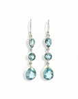 Aros colgantes topacio azul bisel plata 925
