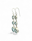 Aros colgantes topacio azul bisel plata 925