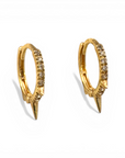 Aros argollas con circones y puntas oro 14K