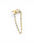Aro stud trio perlas y cadena oro 14K (tope goma)