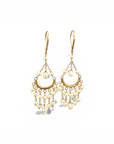 Aros colgantes candelabro de perlas oro 14K