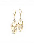 Aros colgantes candelabro de perlas oro 14K